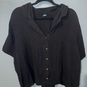 Old Navy Black Gauze Button-Front Women’s Top
